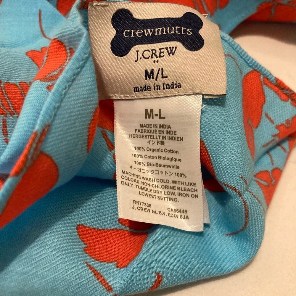 Dog Bandana Organic Bandana JCrew Crewmutts New Blue & Red Lobster Bandana